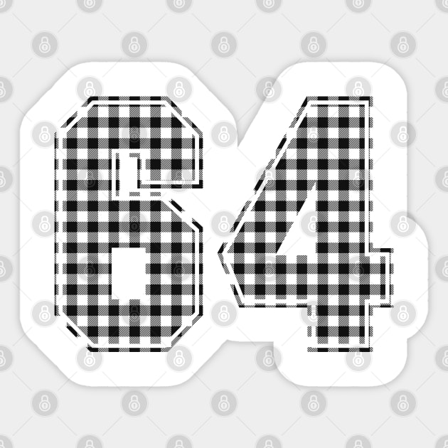 Plaid Number - 64 - Dark Sticker by tavare